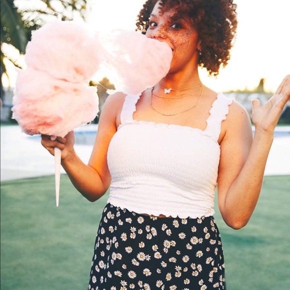 HOLLISTER Smocked Square-Neck Crop Top - Red - Picture 3 of 9